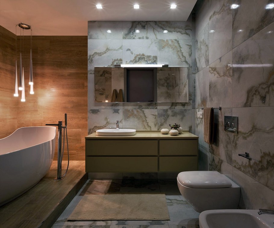 Санузел бетон и дерево