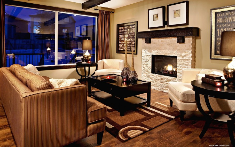 Гостиная в коричневом стиле