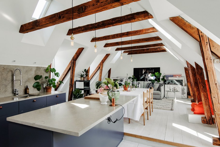 Подвесные балки в интерьере