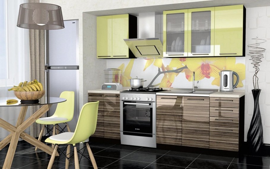 Кухонный гарнитур зеленый с белым