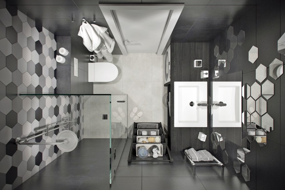 Квартира студия в стиле лофт укладка кафеля шестигранного