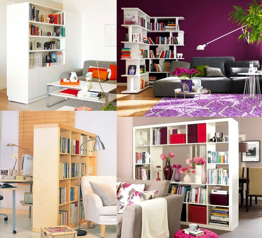 Зонирование стеллаж и кровать икеа