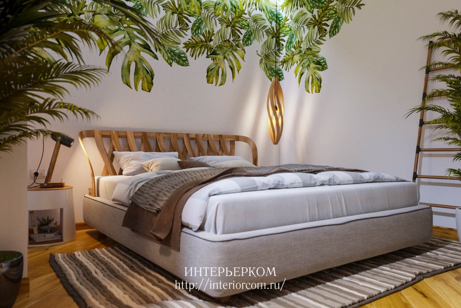 Шторы и подушки в тропическом стиле