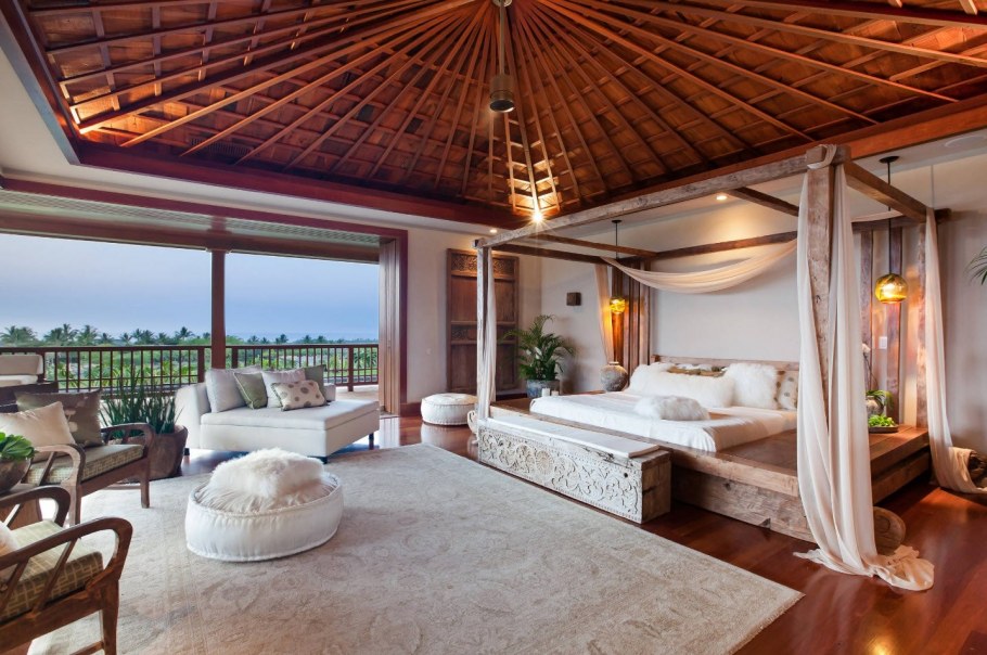 Изголовье для кровати с решеткой тропический стиль