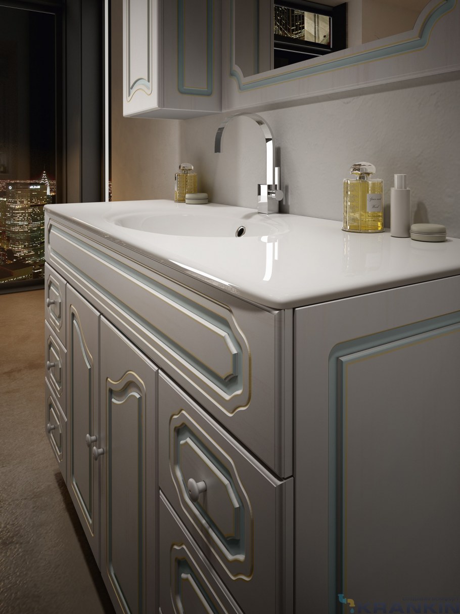 Тумба с раковиной Aqwella 5 Stars Империя 100 белый глянец