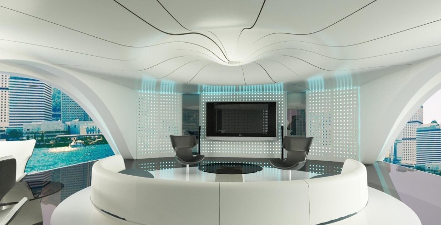 Интерьер в стиле ретрофутуризм