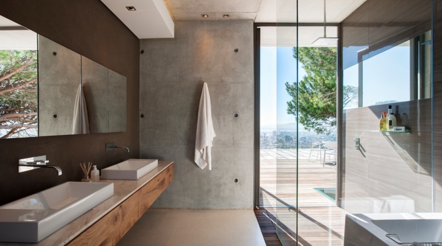 Ванная бетон и дерево