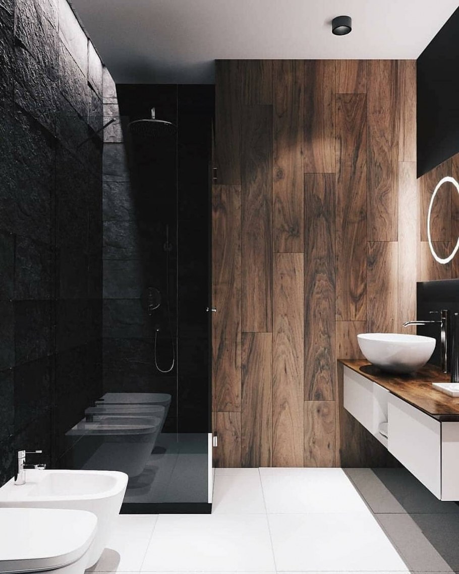 Мраморная ванная с деревом