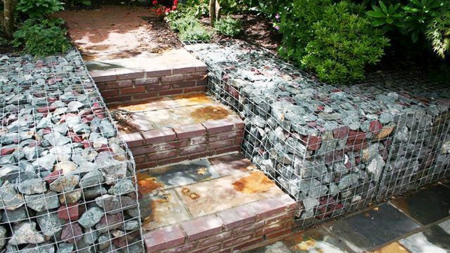 Подпорная стенка из габионов Робур