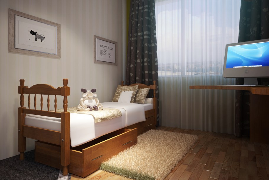 Спальня с детской кроваткой 12 кв.м Сканди