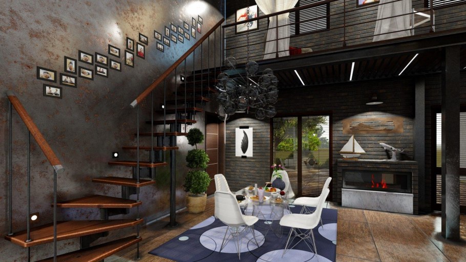 Двухуровневый офис лофт