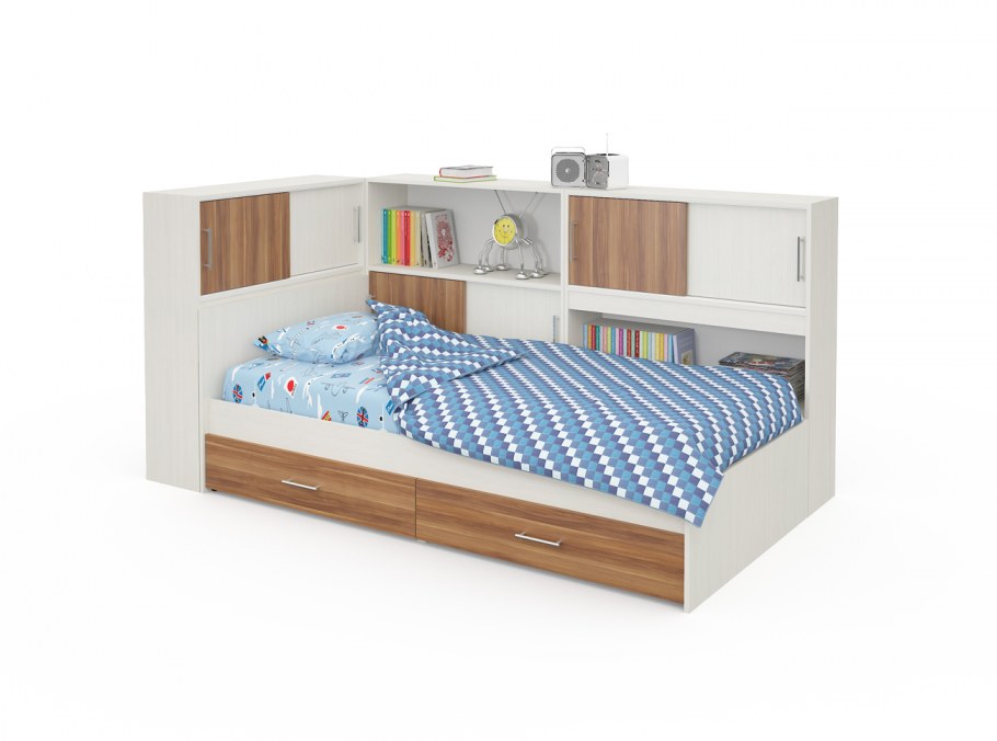 Кр-552 кровать 1,6м с закроватным модулем Бася