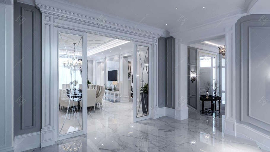 Гостиная Неоклассика с бирюзой