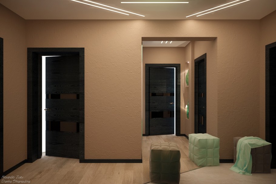 Прихожая с белыми дверями