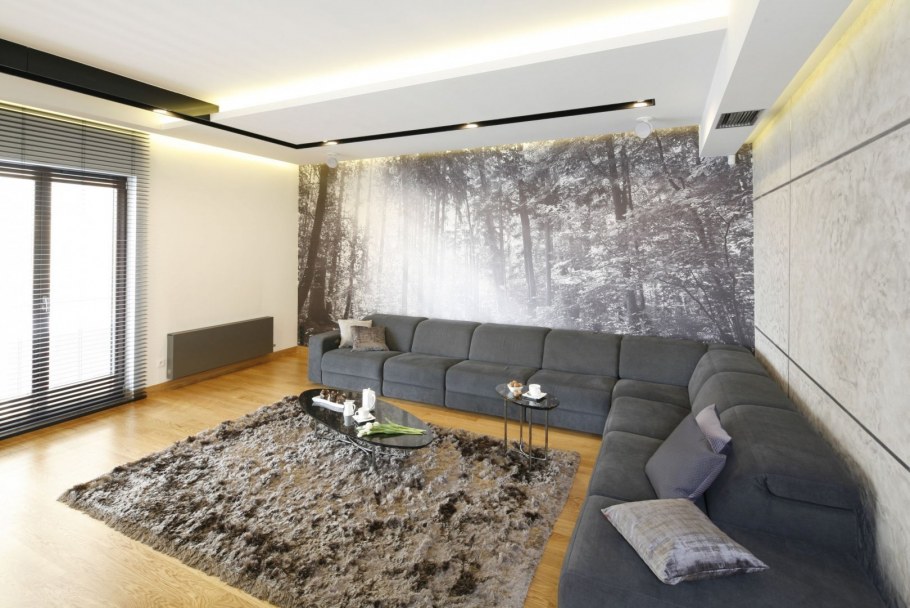 Отделка стен в зале