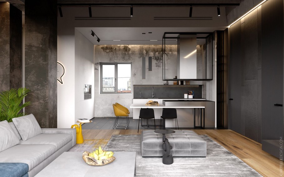 Интерьер холостяцкой квартиры лофт