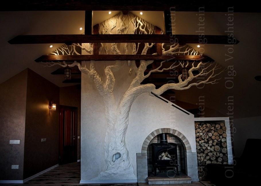 Лепные деревья в интерьере