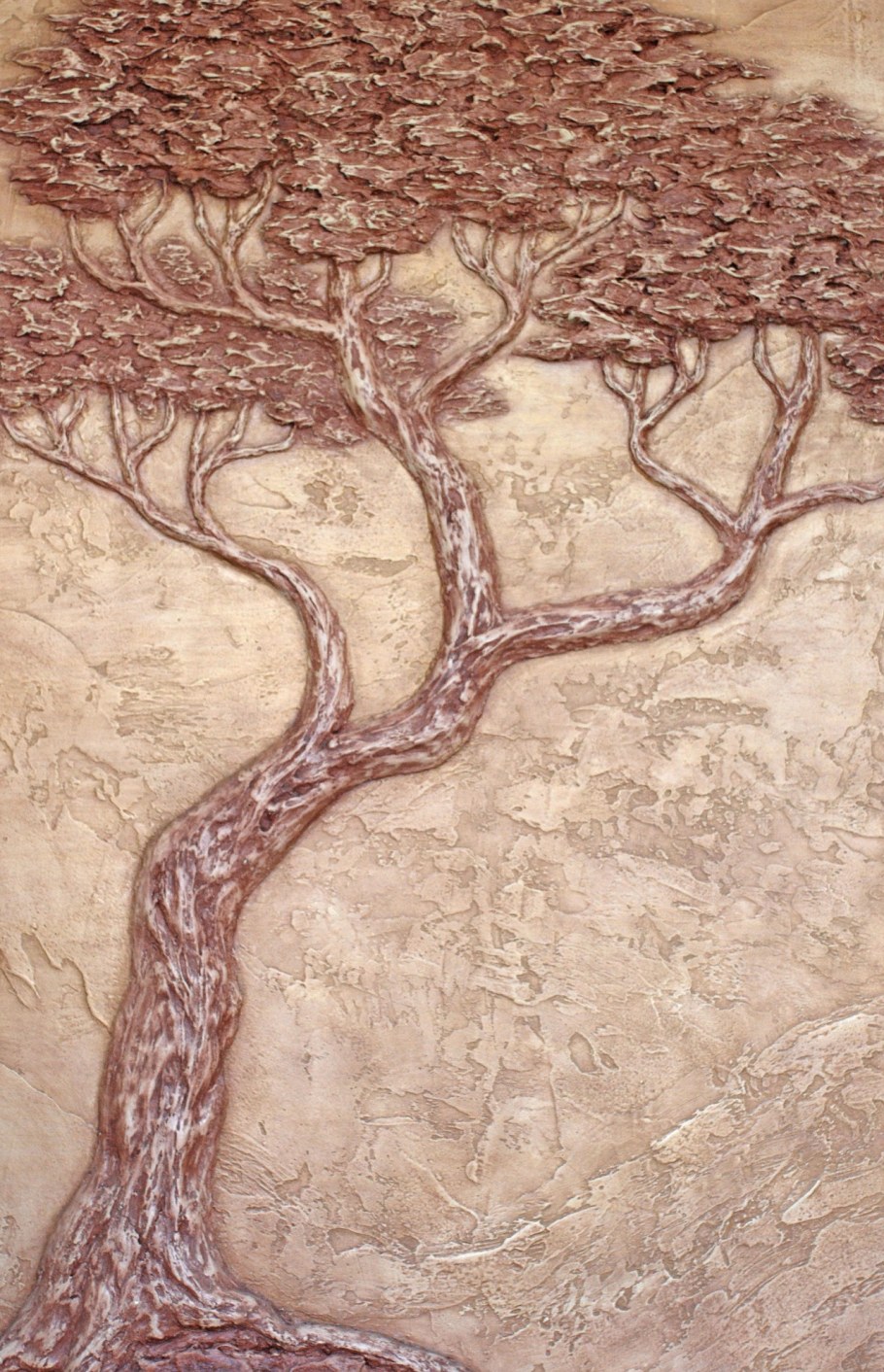 Панно дерево на штукатурке