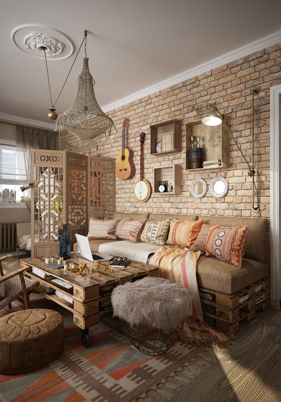 Гостиная Эклектика лофт