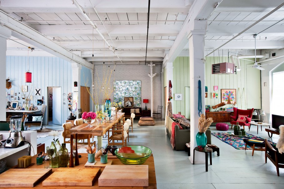 Столовая в стиле богемский лофт