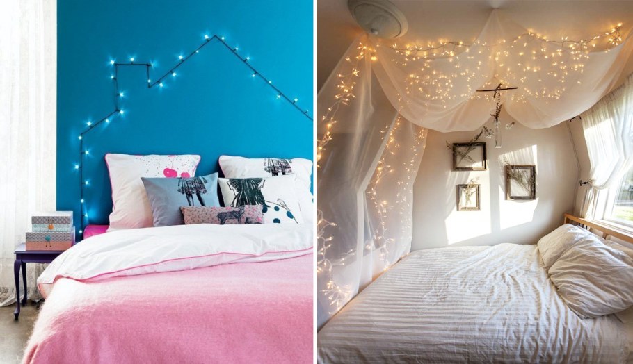 Гирлянда в спальне