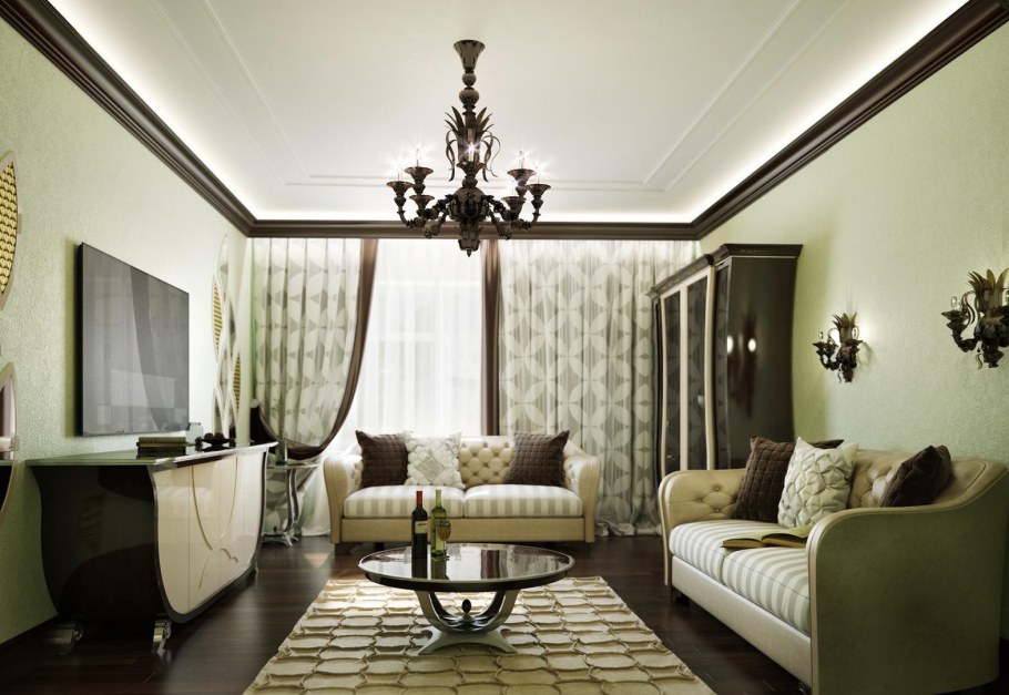 Интерьер гостиной цвет лавровый