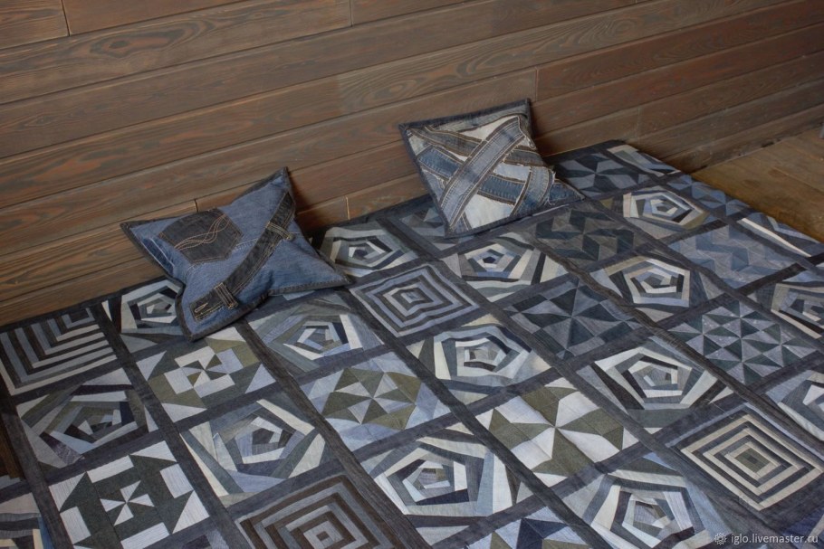 Лоскутное джинсовое одеяло