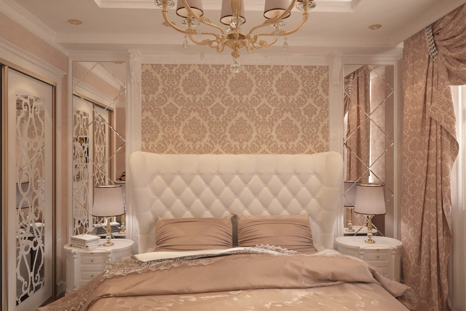 Шторы в бежевую спальню