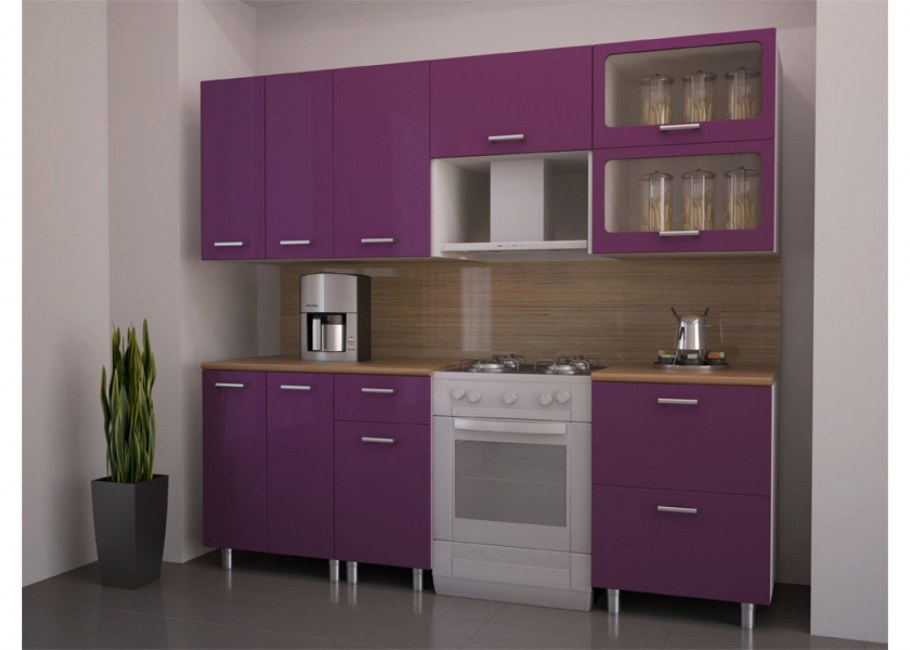 Кухонный гарнитур фиолетовый с черным