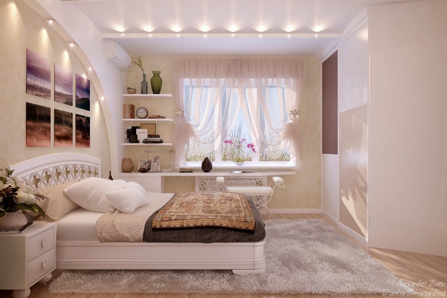 Интерьер маленькой спальни в частном доме