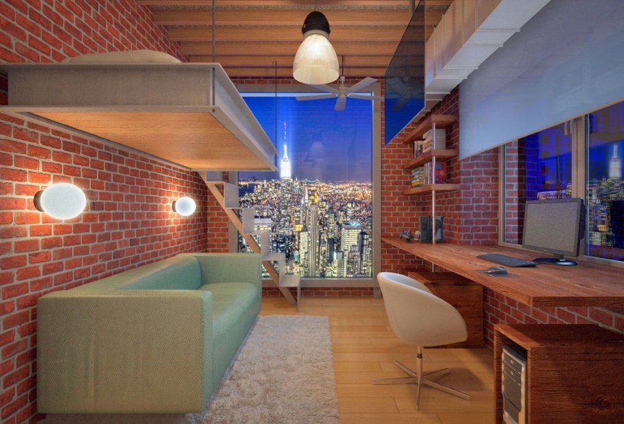 Комната подростка 12 кв.м в стиле лофт