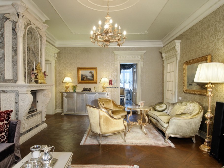 Кухня-гостиная в классическом стиле