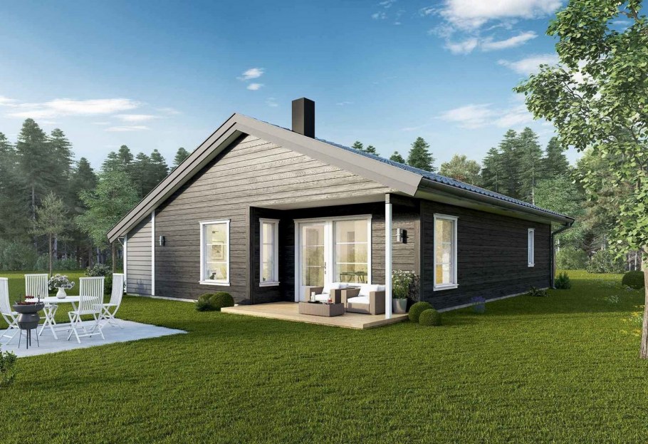 Скандинавский дом одноэтажный из бруса проект