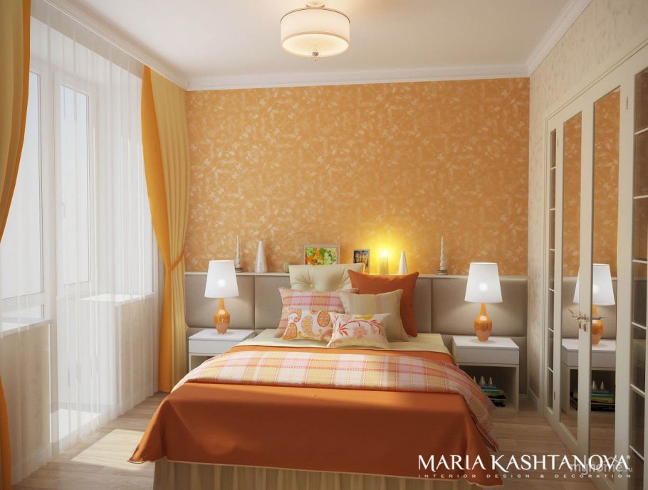 Уютная спальня в теплых тонах