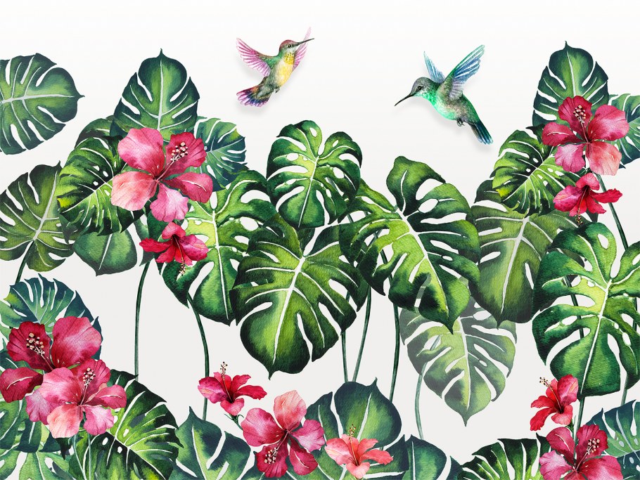 Тропические листья и цветы