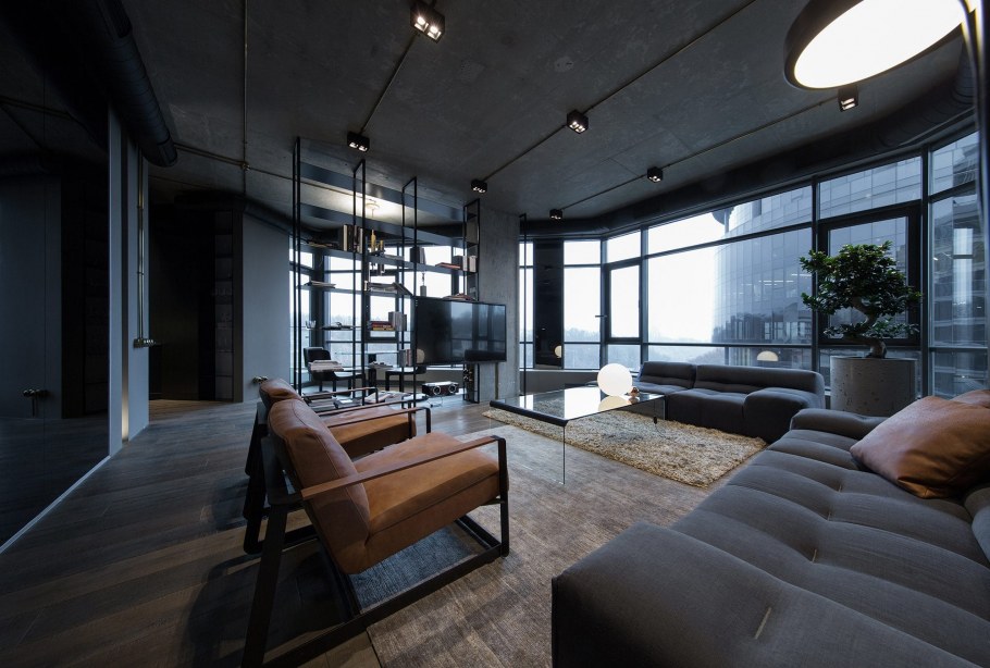 Комната холостяка в стиле лофт