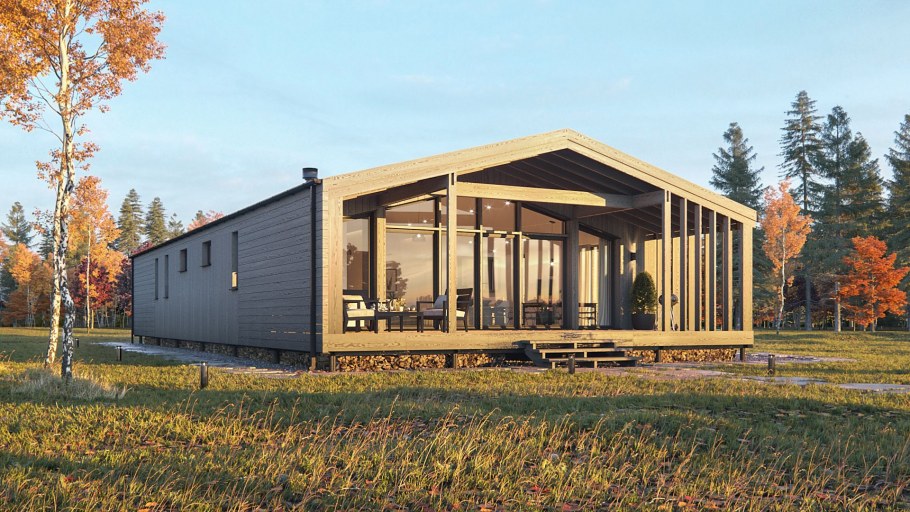 Модульный дом с круглыми окнами