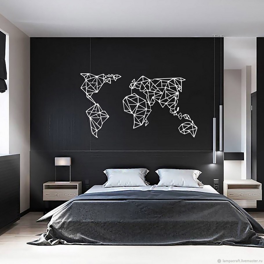 Черно белая спальня