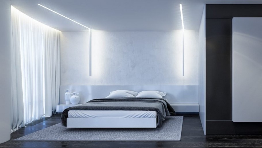Интерьер спальни в белом Минимал