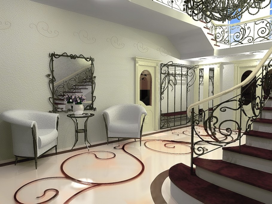 Холл с лестницей арт деко