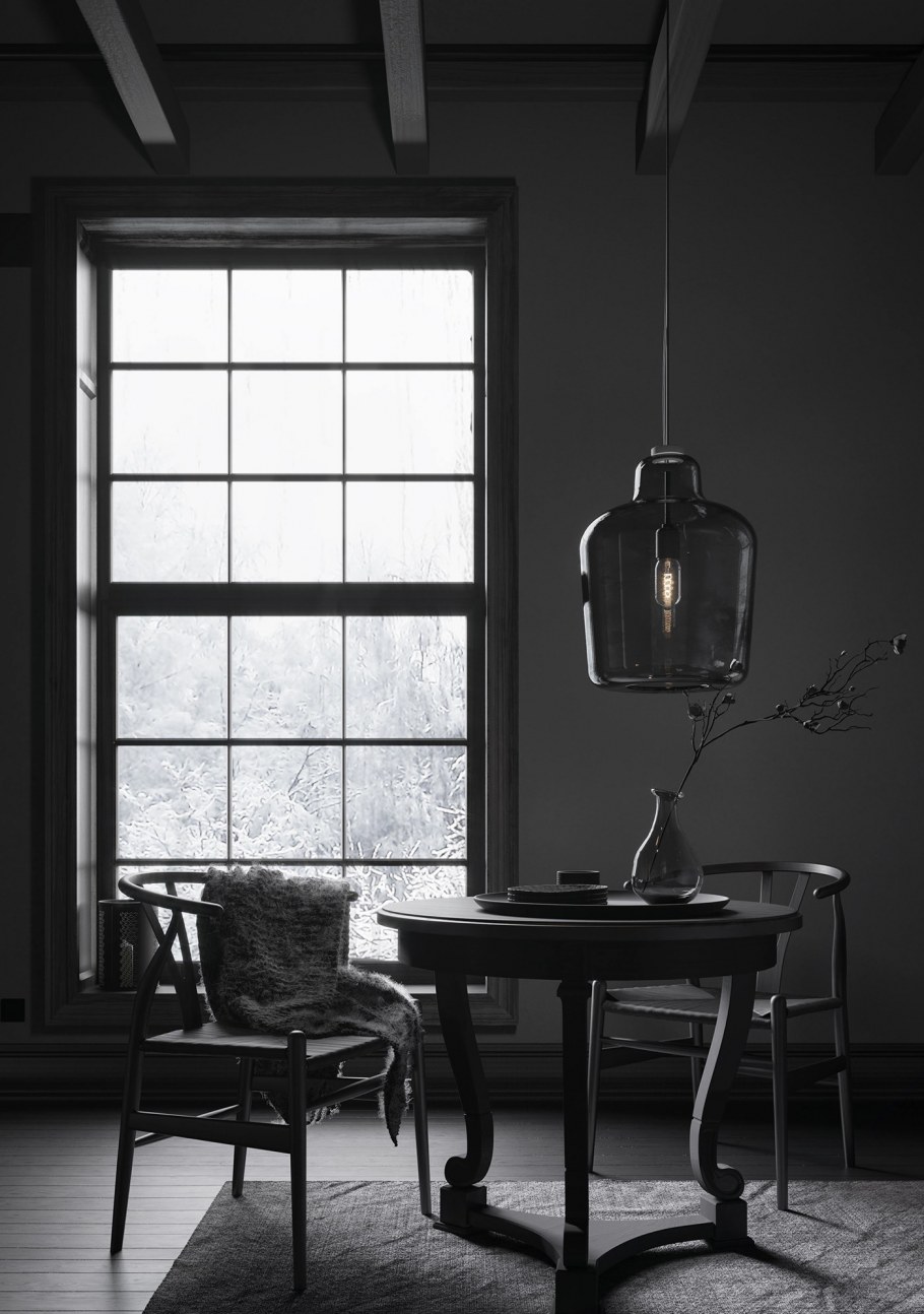 Монохромный интерьер темный