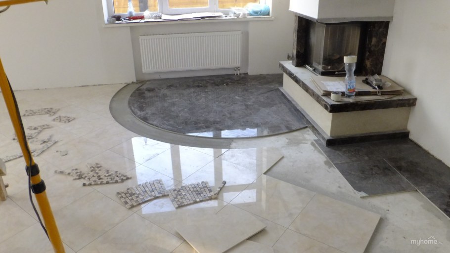 Керамогранит в эркере