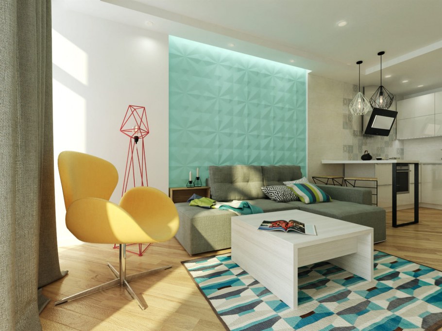 Гостиная с нимим диваном