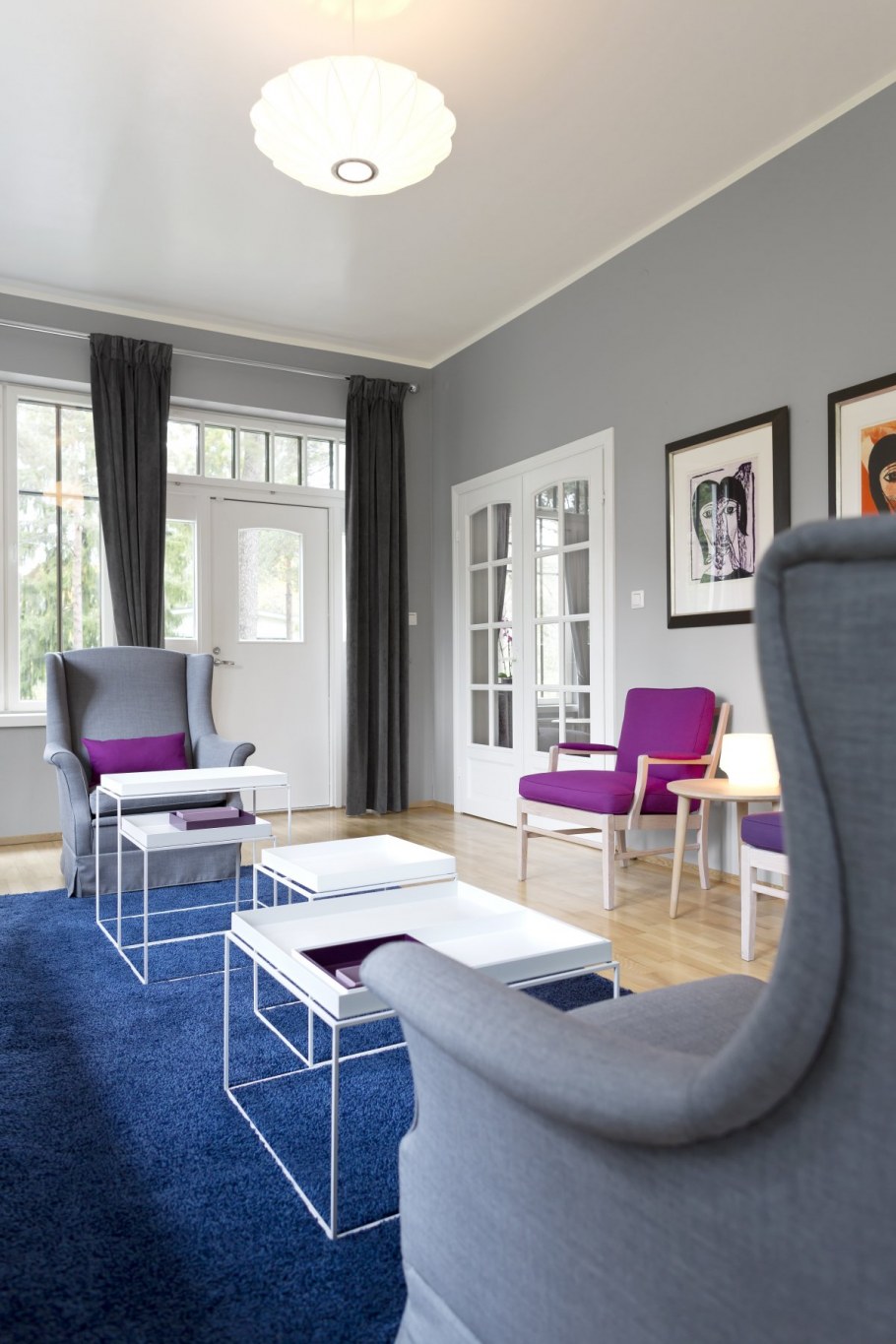 Серый и синий в интерьере