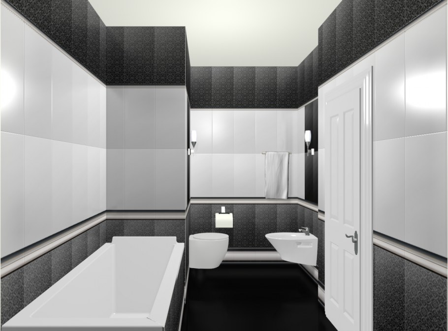 Ванная совмещена с туалетом черная плитка