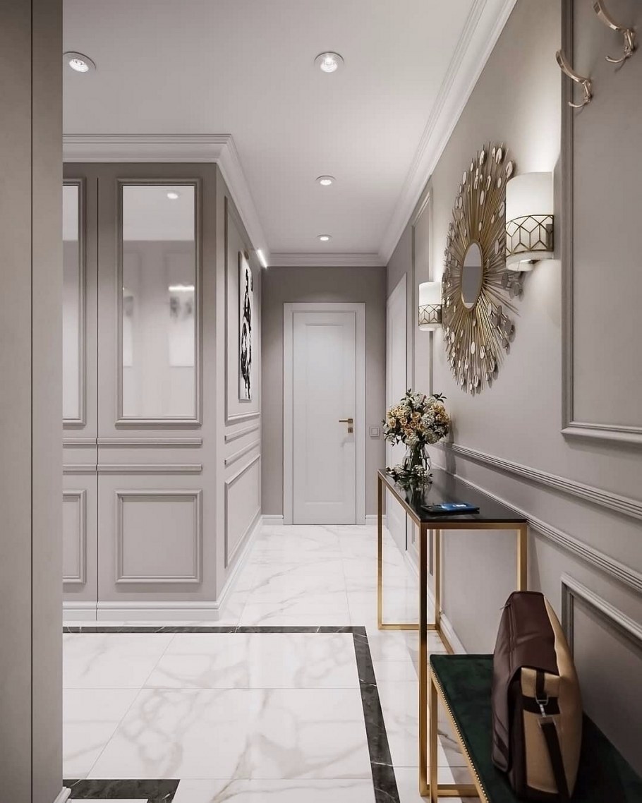 Прихожая в современном стиле в светлых тонах