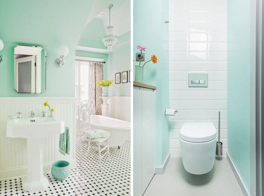 Ванная в мятных тонах