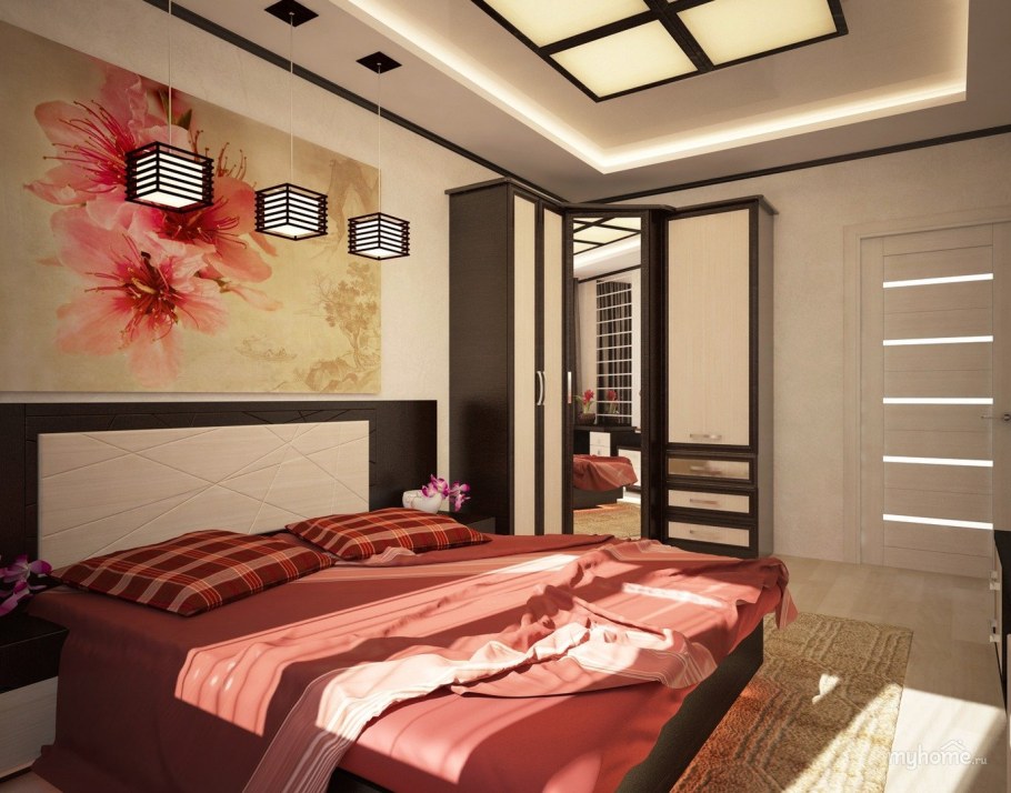 Бамбук в интерьере спальни