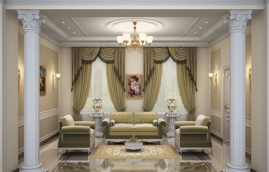 Мебель в гостинную с пилястрами