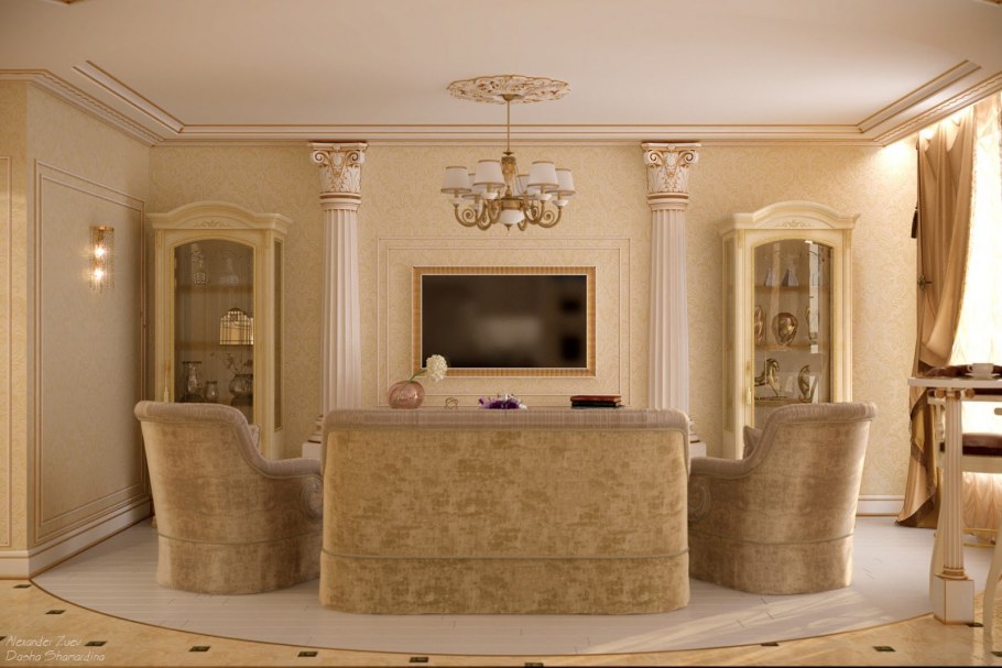 Гостиная с лепниной